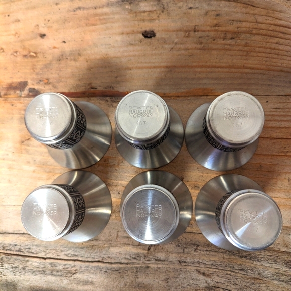 Haugrud Pewter Pitcher with Stopper and 6 Cups , Norway - Picture 2 of 5